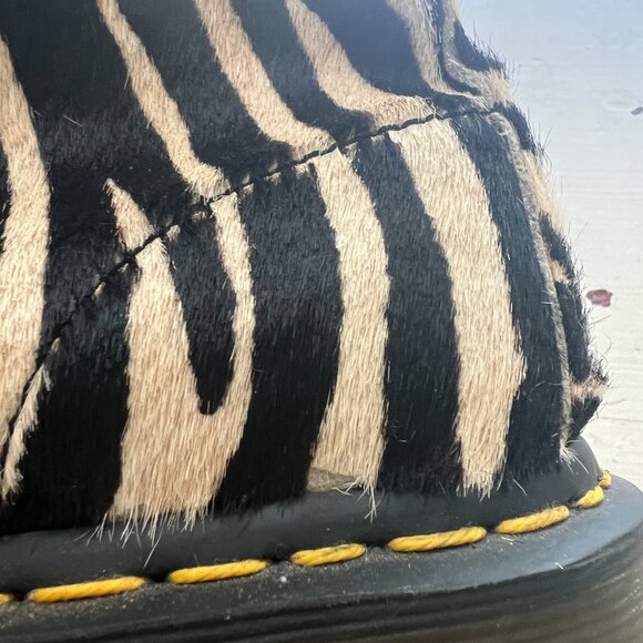 Doc Dr. Martens Zebra Print Pony Hair-on real fur leather boots rare unisex - Picture 9 of 11